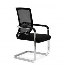 Кресло Barneo K-801 черная ткань, черная сетка, на полозьях