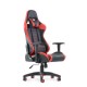 Кресло Barneo K-53 черная сетка красные вставки, газлифт 3кл, реклайнер игровое