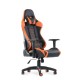 Кресло Barneo K-53 черная сетка оранжевые вставки, газлифт 3кл, реклайнер игровое