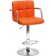 Барный стул Barneo N-69 Kruger Arm  Chrome  PU оранжевая кожа   (10*10415)