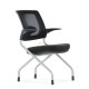 Кресло Barneo K-27 для конференц зала стопируемый, ткань сетка черная, спинка черная