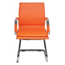 Кресло Бюрократ CH-993-Low-V оранжевый искусственная кожа низк.спин. полозья металл хром