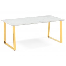 Керамический стол Селена 2 180х90х77 белый мрамор / золото