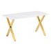 Керамический стол Селена 3 140х80х77 белый мрамор / золото
